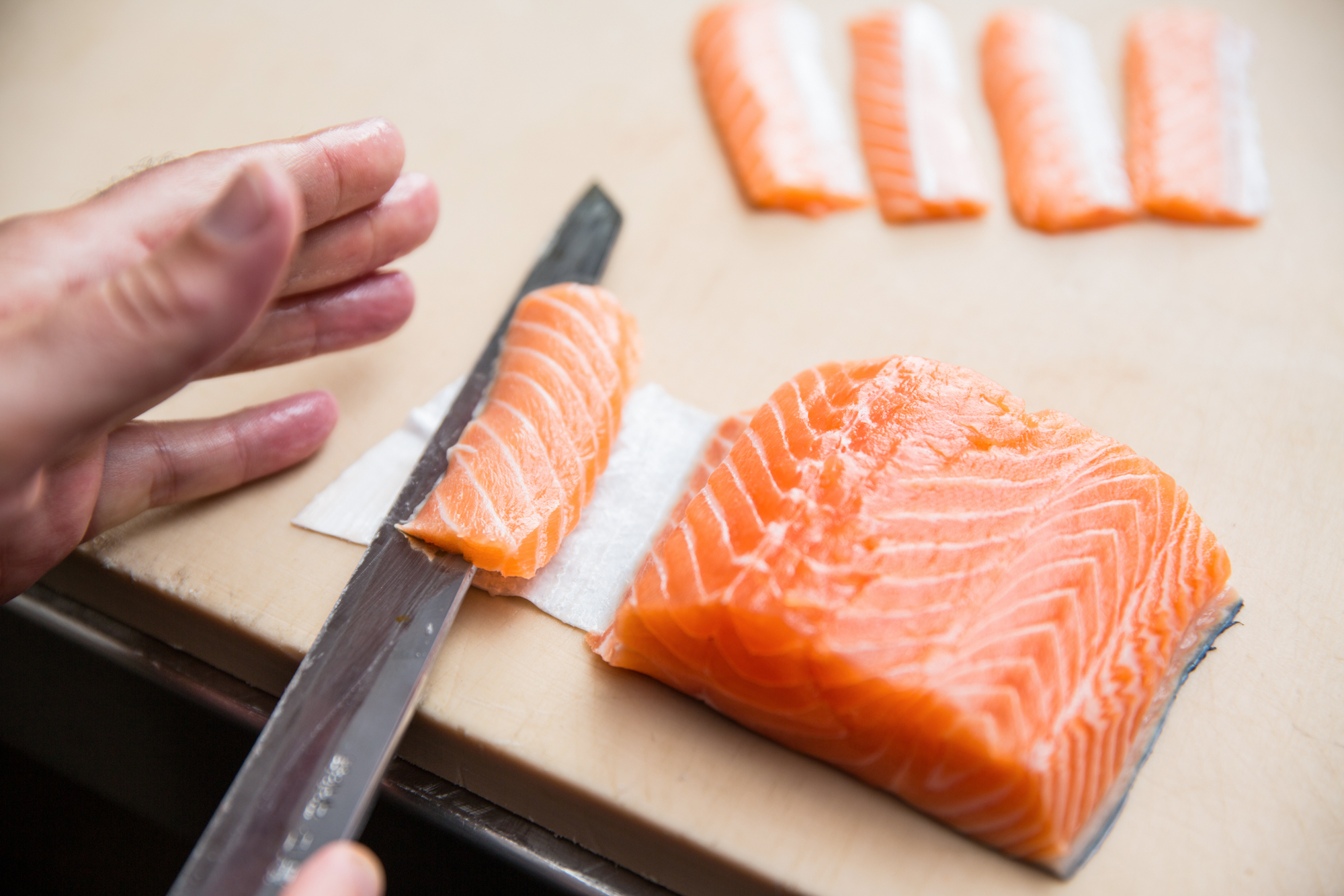 How to Cut Salmon Sashimi - Chef Epic
